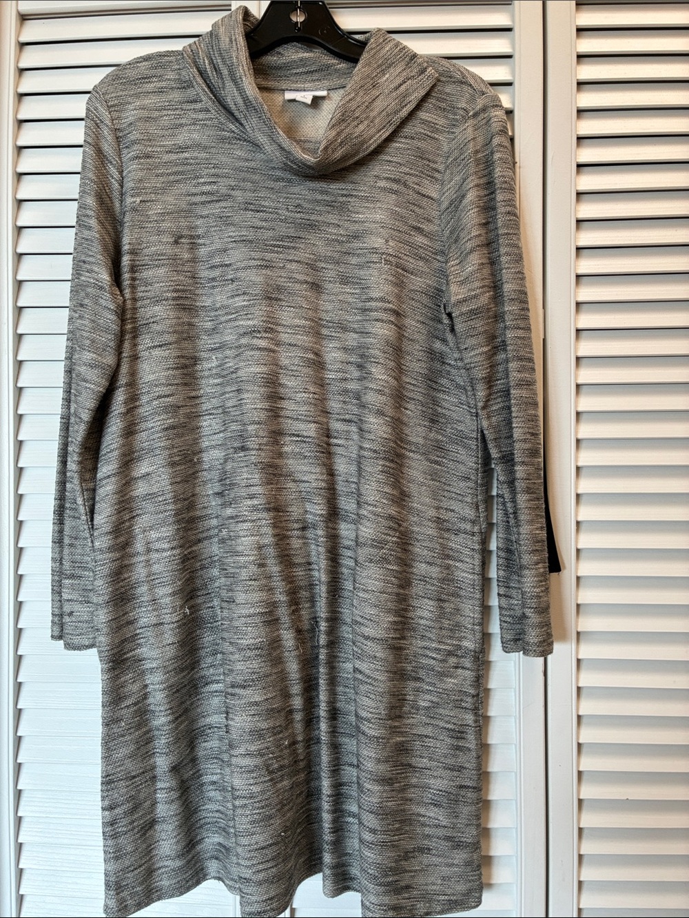 Gray Marled Cowl Neck Sweater Dress